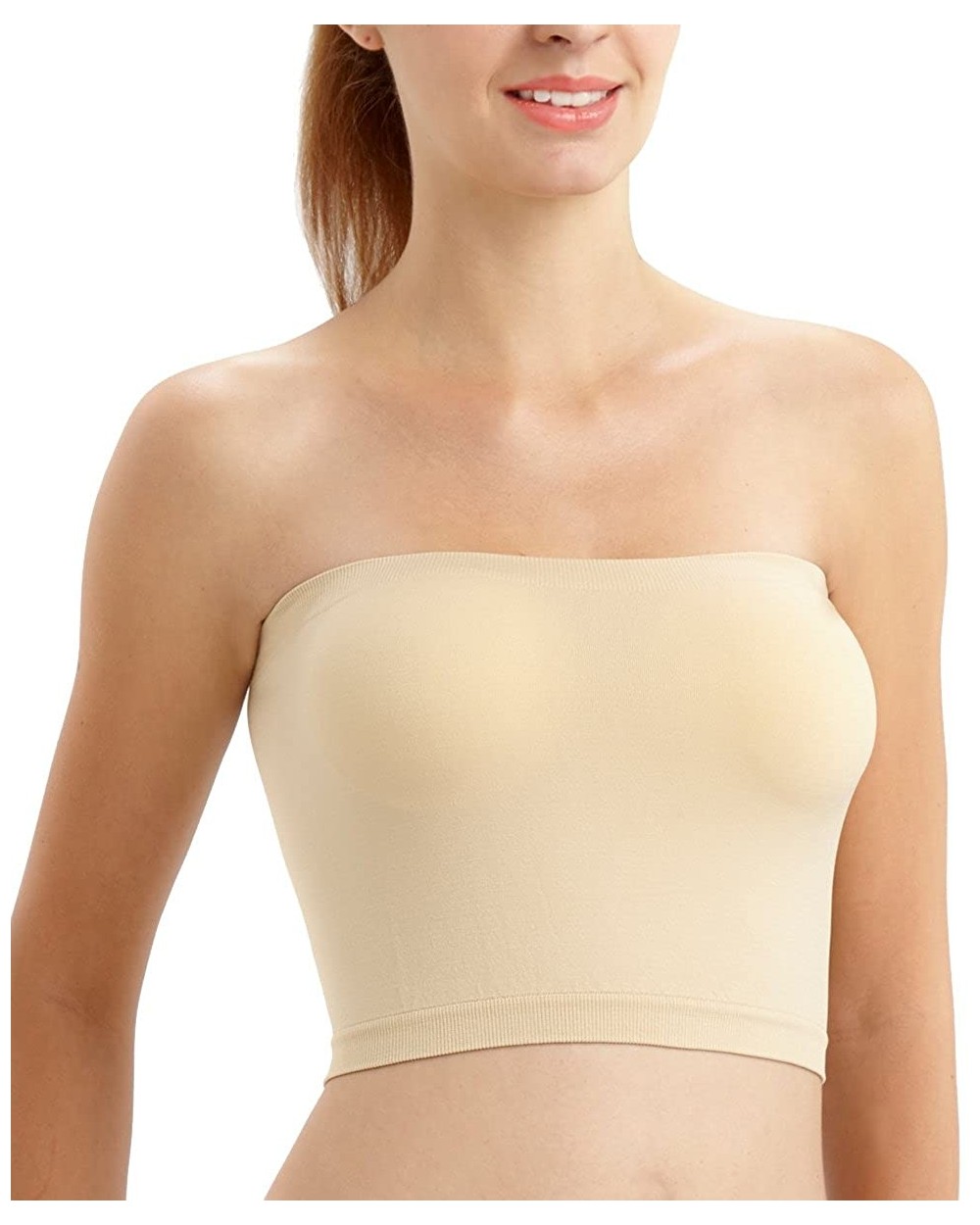 Women's Basic Stretch Seamless Tube Top - Beige - CP1287E2L9F $14.06 Bras