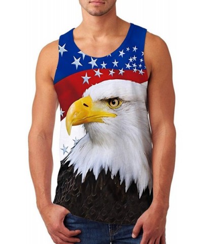 Mens Tank Top Casual 3D Printed Gym Workout Tanks Cool Sleeveless Graphic T-Shirts - American Flag Eagle - CE18QQUNA4W $13.39...