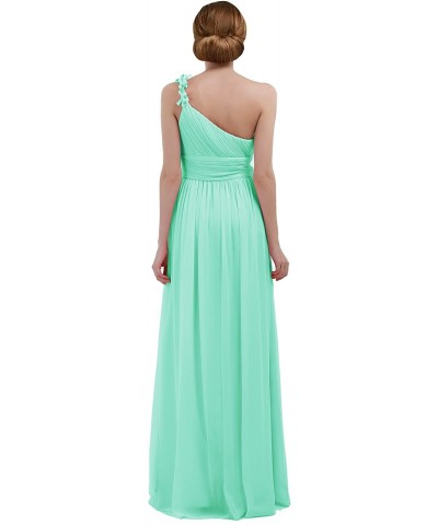 Women's One-Shoulder Empire Waist Floor Length Bridesmaid Long Chiffon Dress Night Gown - Light Green - CG18W2MCW87 $71.42 Ni...