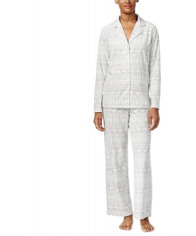 Club Fleece Button Up Pajama Set - Fairisle Deer - C1198I9SAGZ $56.39 Sets