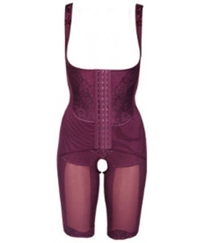 Womens Full Body Corset Waist Trainer Cincher Shaper Underbust Shapewear Bodysuit - Purple - C5182E4QR8S $27.61 Shapewear