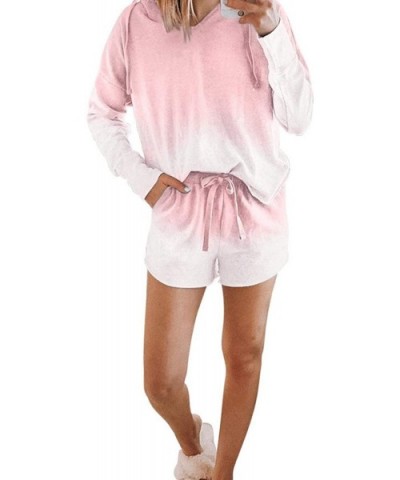 Women Tie Dye Sleepwear Sweatsuits Loose Pajama Nightwear - Pink - CH190E56W9T $75.89 Sets