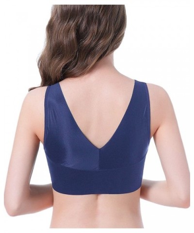 Blossom Padded Wireless Bra - Plunge Style Wire Free Bra Back Smoothing Soft Bra - Brunnera - CS18EGE7HEC $22.70 Bras