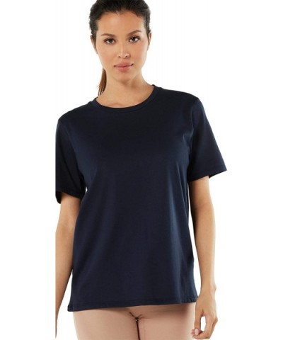 Womens Short-Sleeved Supima Cotton Top - Blue - 1467 - Blu Intenso - CP195I8E6U0 $50.86 Tops