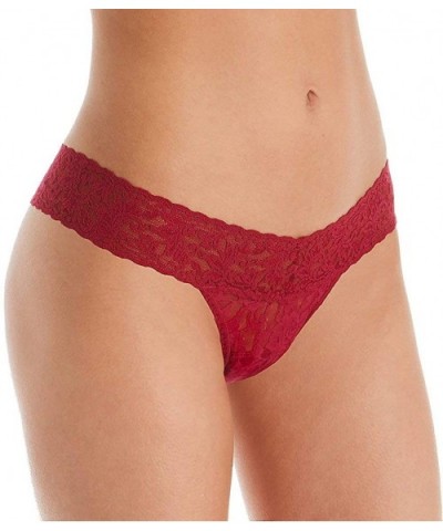 Women's Petite Signature Lace Low Rise Thong White Thongs One Size - Cranberry - CQ18SW3EI23 $46.61 Panties