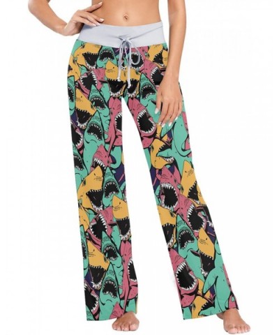 Colored Sharks Women's Pajama Pants Lounge Sleep Wear - Multi - C019DLKQ4KO $37.46 Bottoms