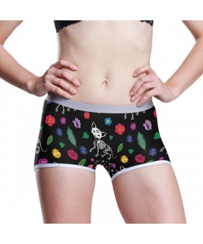 Boyshort Panties Women's Beautiful Blue Butterflies Soft Underwear Briefs - Day of Dead Cats Skull - C918SYTXDUI $30.89 Panties