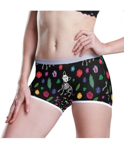 Boyshort Panties Women's Beautiful Blue Butterflies Soft Underwear Briefs - Day of Dead Cats Skull - C918SYTXDUI $30.89 Panties