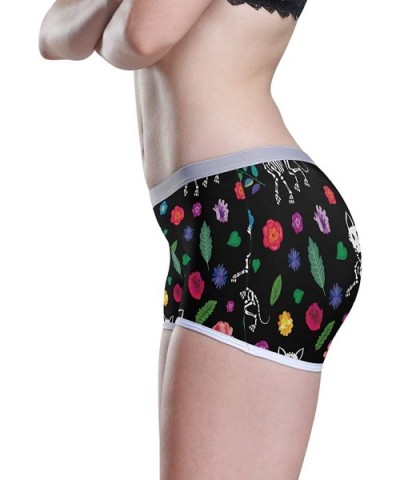 Boyshort Panties Women's Beautiful Blue Butterflies Soft Underwear Briefs - Day of Dead Cats Skull - C918SYTXDUI $30.89 Panties