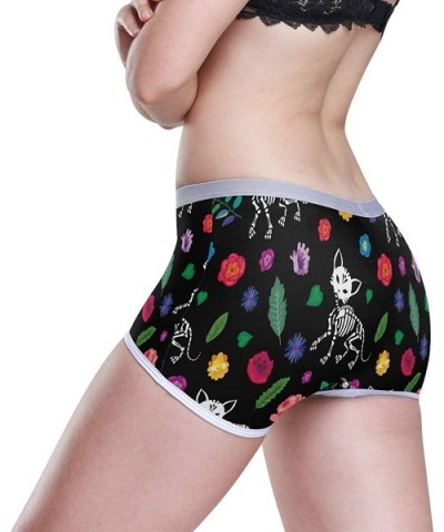 Boyshort Panties Women's Beautiful Blue Butterflies Soft Underwear Briefs - Day of Dead Cats Skull - C918SYTXDUI $30.89 Panties