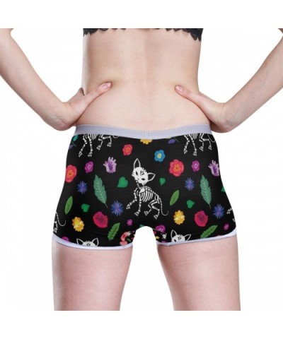 Boyshort Panties Women's Beautiful Blue Butterflies Soft Underwear Briefs - Day of Dead Cats Skull - C918SYTXDUI $30.89 Panties