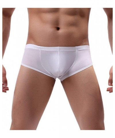 Men Briefs Ice Silk Low Rise Bikini Briefs and Breathable Underwear D8031 - 1-pack White - CL18AUKLKYL $14.61 Briefs