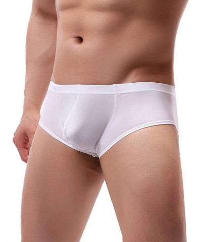 Men Briefs Ice Silk Low Rise Bikini Briefs and Breathable Underwear D8031 - 1-pack White - CL18AUKLKYL $14.61 Briefs