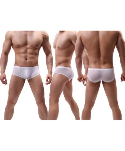 Men Briefs Ice Silk Low Rise Bikini Briefs and Breathable Underwear D8031 - 1-pack White - CL18AUKLKYL $14.61 Briefs