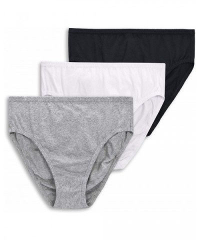 3 Pack Women's Comfort Soft Cotton Plus Size Underwear High-Cut Brief Panty - Black-white-grey - CH18R300D5Q $20.40 Panties