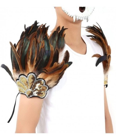 2pcs Gothic Natural Real Feather Epaulet Shawl Shrug Shoulder Cape Halloween Party - Type a Brown - C8198XQOWY5 $36.06 Robes