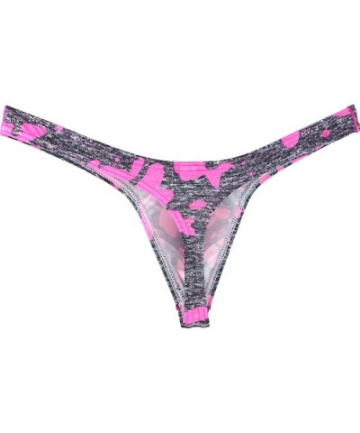 Men's Camouflage Thong Underwear Big Pouch T-Back Under Panties Enhance Underwear - Pink - CV199CINR43 $12.48 G-Strings & Thongs