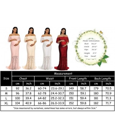 Women's Off Shoulder Ruffles Lace Maternity Gown Maxi Photography Baby Shower Dress - Wine Red - CF18QGWZE6H $53.47 Nightgown...