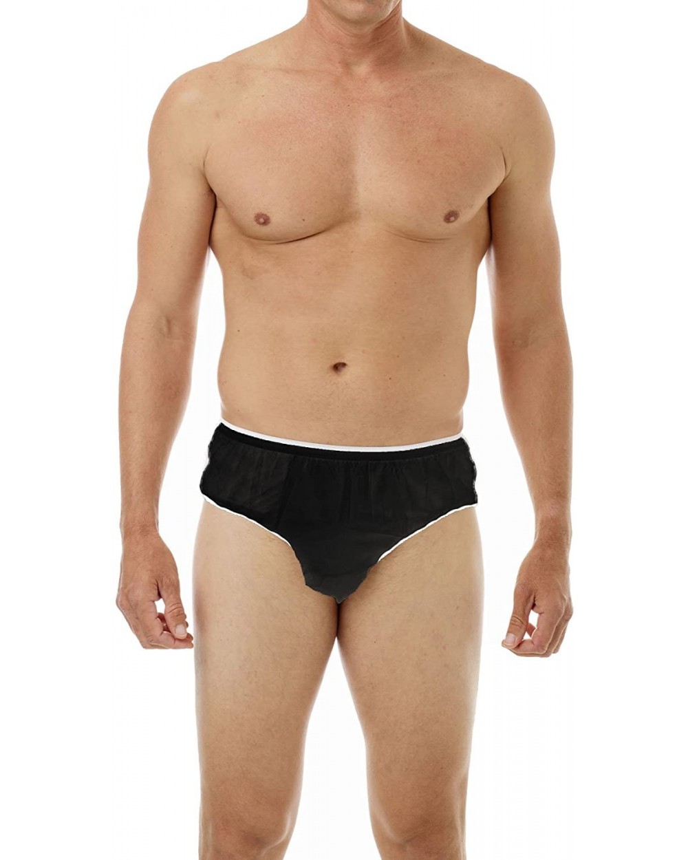 Mens Disposable Underwear Briefs White 10pk - Black - C3116TX1DJ1 $15.99 Briefs