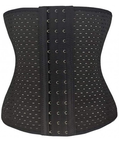 Women's Waist Trainer Corset for Weight Loss Steel Boned Tummy Control Body Shaper with Adjustable Hooks&Eyes - 1 Black - CW1...