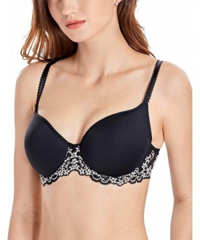 Women's Full Figure Support Slightly Padded Underwire Contour T-Shirt Bra Plus Size - Black - CS18HS6XRK5 $37.80 Bras