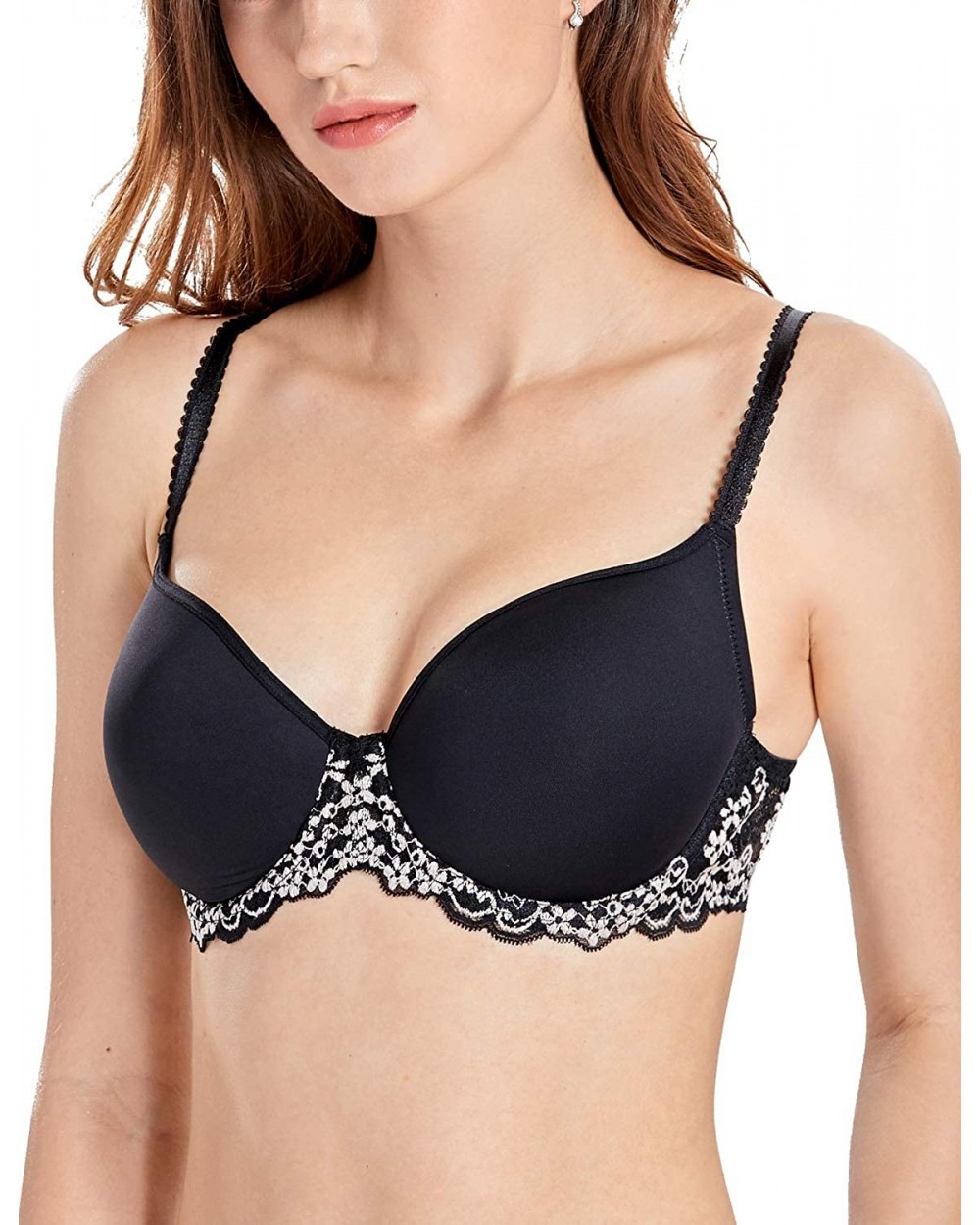 Women's Full Figure Support Slightly Padded Underwire Contour T-Shirt Bra Plus Size - Black - CS18HS6XRK5 $37.80 Bras