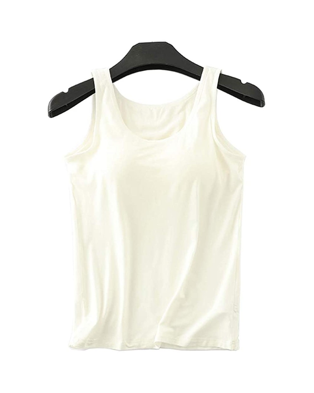 Women's Modal Built-in Bra Padded Active Camisole Short Sleeves Pajama Casual Tops T-Shirt - 112 White - C718SECCHKQ $25.79 N...