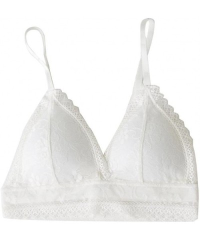 Women Lace Padded Wirefree 3/4 Cup Elastic Strap Bra Everyday Bras - White - C719C26820L $29.02 Bras