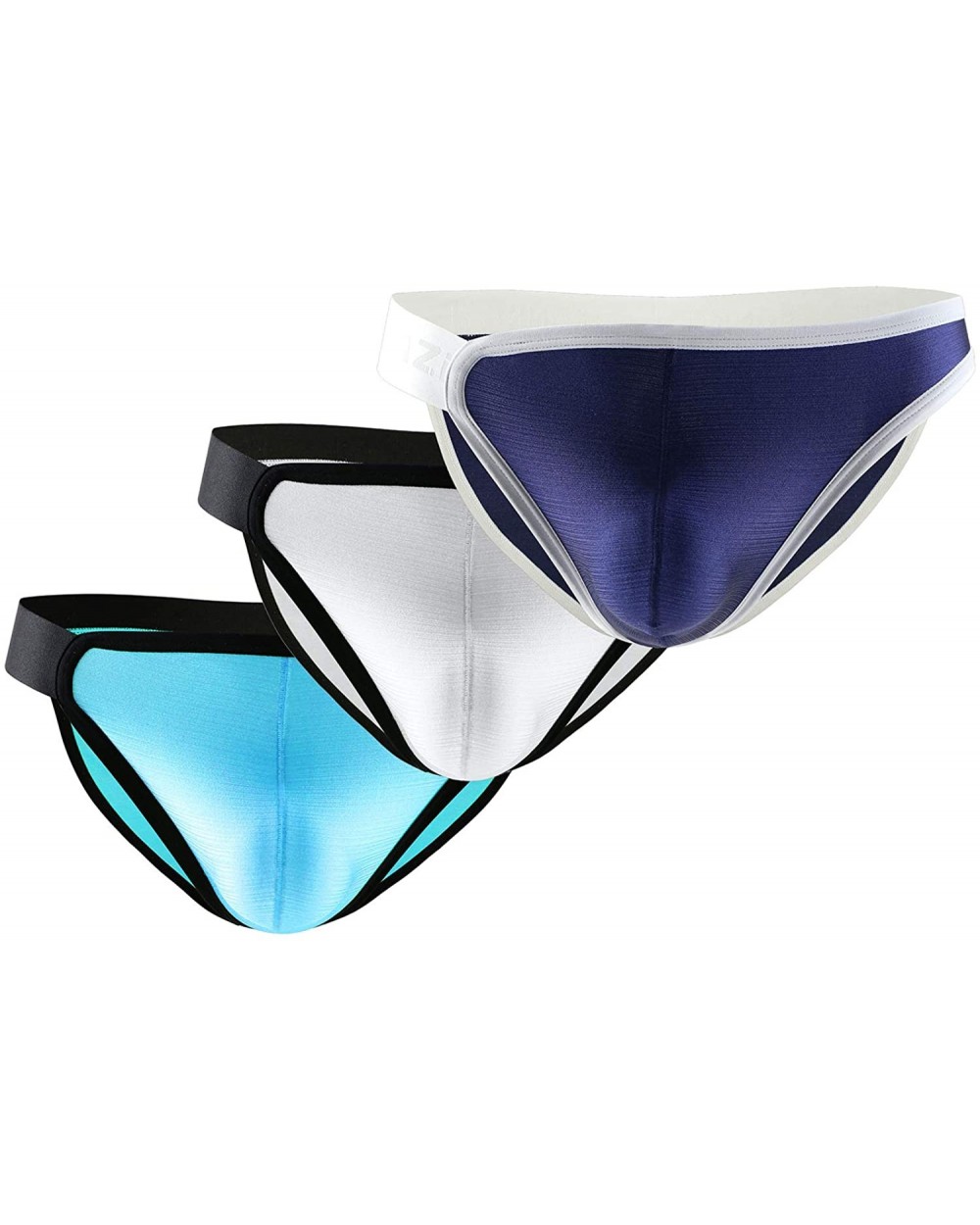 Men's See Through Mesh Bikini Half Pack Briefs Low Rise Stretchy Nylon Thong Underwear - Sap+blu+whi - CT19D887U82 $24.30 Briefs