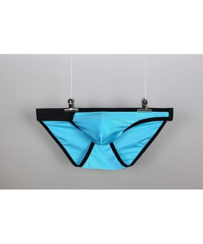 Men's See Through Mesh Bikini Half Pack Briefs Low Rise Stretchy Nylon Thong Underwear - Sap+blu+whi - CT19D887U82 $24.30 Briefs