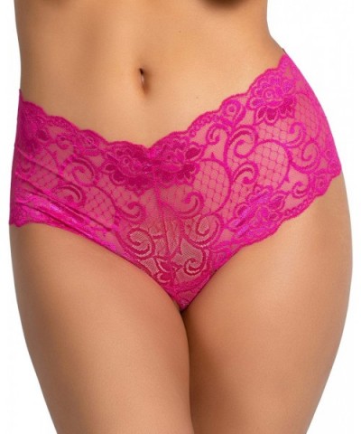 Low Rise Soft Sheer Lace-Up Open Crotch Cheeky Boyshort Women Panty - Very Berry - CB18H4LIG28 $14.71 Panties