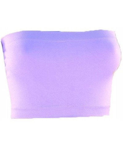 Women's Strapless Base Bandeau Bra One Size Seamless Layering Tube Top - Lavender - C3186459ISY $11.74 Bras