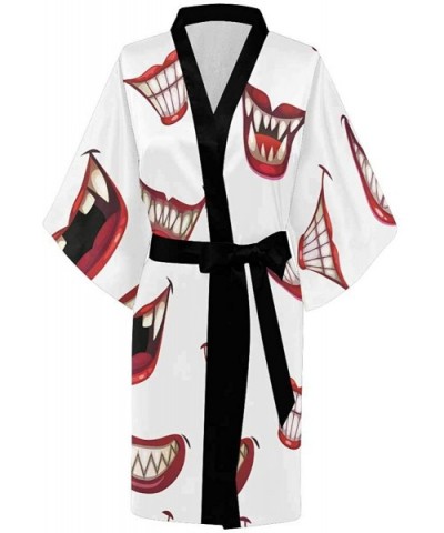 Custom Cute and Fun Monster Women Kimono Robes Beach Cover Up for Parties Wedding (XS-2XL) - Multi 2 - C6194WT460R $75.92 Robes