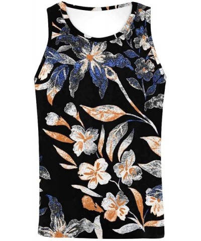 Men's Muscle Gym Workout Training Sleeveless Tank Top Flowers Floral - Multi1 - CK19DW8T8UX $47.22 Undershirts