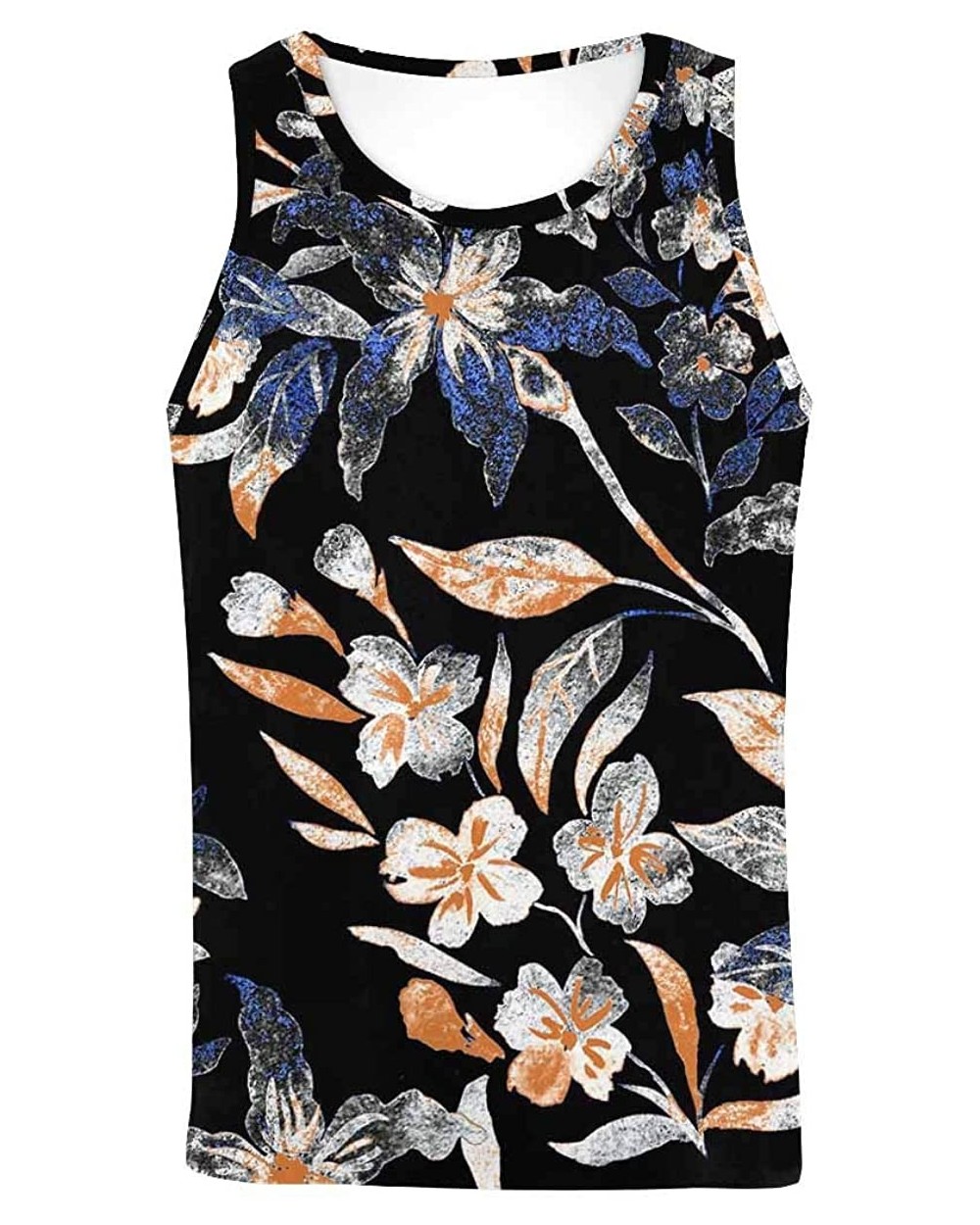 Men's Muscle Gym Workout Training Sleeveless Tank Top Flowers Floral - Multi1 - CK19DW8T8UX $47.22 Undershirts