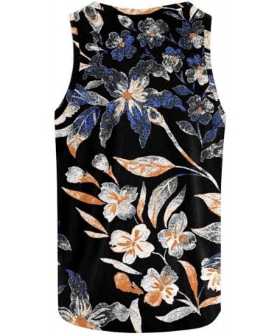 Men's Muscle Gym Workout Training Sleeveless Tank Top Flowers Floral - Multi1 - CK19DW8T8UX $47.22 Undershirts