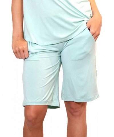 Bamboo Bermuda Shorts - Aqua Mist - CC18WWNO9G8 $65.79 Bottoms