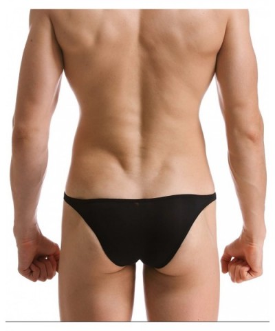 Men's Underwear Ice Silk Panties Transparent Low Waist Triangle Briefs - Black - C218DLUOLNQ $15.67 Briefs