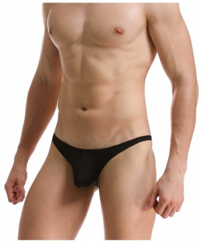 Men's Underwear Ice Silk Panties Transparent Low Waist Triangle Briefs - Black - C218DLUOLNQ $15.67 Briefs