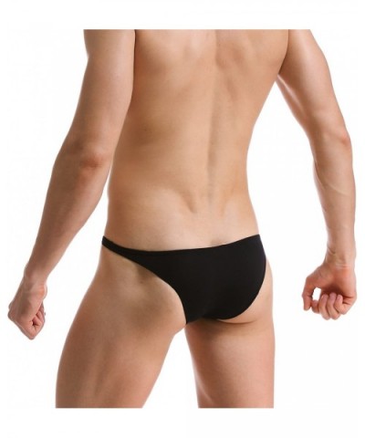 Men's Underwear Ice Silk Panties Transparent Low Waist Triangle Briefs - Black - C218DLUOLNQ $15.67 Briefs