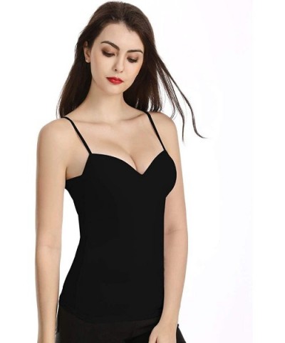 Womens Tank Tops with Built in Bra Adjustable Spaghetti Strap Camisole - Black - CL192HZL9U8 $22.14 Camisoles & Tanks