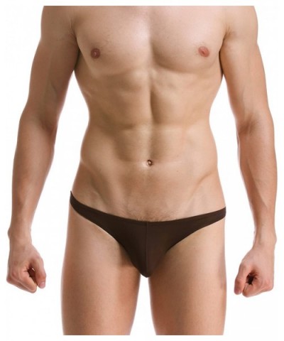 Men's Underwear Ice Silk Panties Transparent Low Waist Triangle Briefs - Black - C218DLUOLNQ $15.67 Briefs