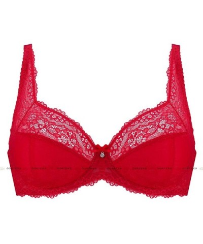 Scarlet/B3 Underwired Semi Padded Full Cup Bra Pattern Adjustable Straps - Red - CH12C5XPTUR $56.75 Bras