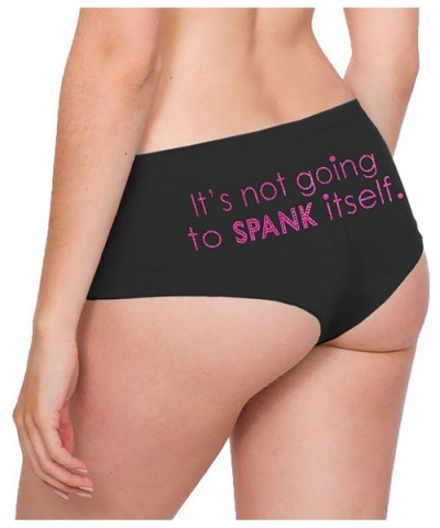 Funny Sayings Panties for Women - Bride Panties - Bridal Shower Lingerie Gifts for Women - Ladies Black Cheeky (Spank Itself ...