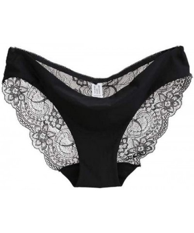 Women lace Panties Seamless Cotton Panty Hollow Briefs Underwear - Black - C918UC9LAXN $13.16 Bustiers & Corsets