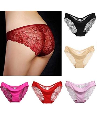 Women lace Panties Seamless Cotton Panty Hollow Briefs Underwear - Black - C918UC9LAXN $13.16 Bustiers & Corsets