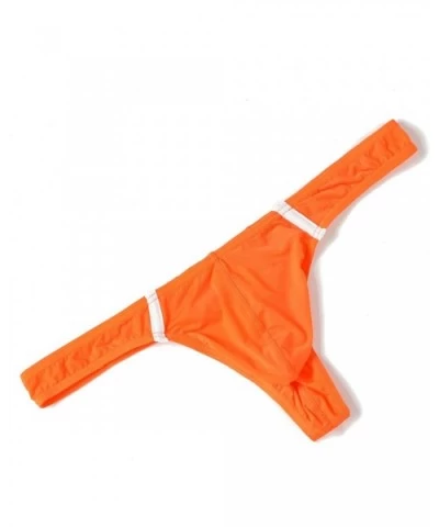 Premium Men's Thong G-String Underwear- Hot Men's Thong Undie- No Visible Lines. - Orange - CK18T02ZLY7 $15.19 G-Strings & Th...