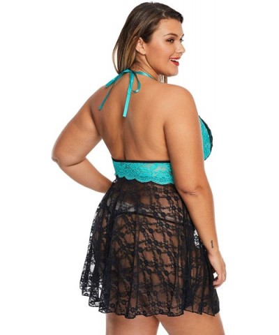 Women's Plus Size Lace Babydoll Chemise Lingerie Dress Sleepwear - Mint 31236 - C819774DQ33 $42.67 Baby Dolls & Chemises