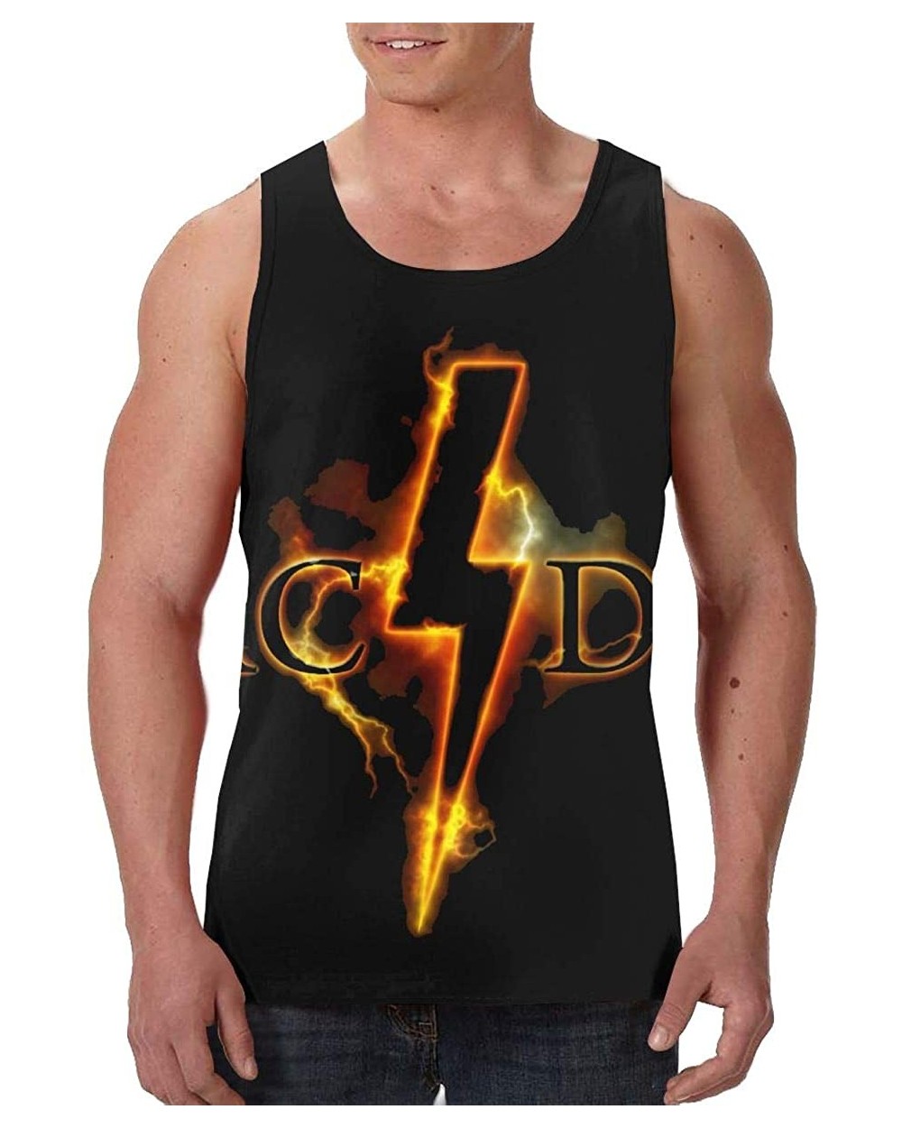 AC/DC Mens Comfort Tank Top Undershirts Black - CO19DSR0G7E $35.57 Undershirts