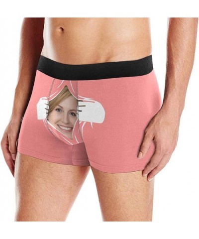 Personalized Funny Face Boxers Briefs for Men Boyfriend- Custom Underwear with Face Photo Tear Open in Pink - Multi 2 - C6197...